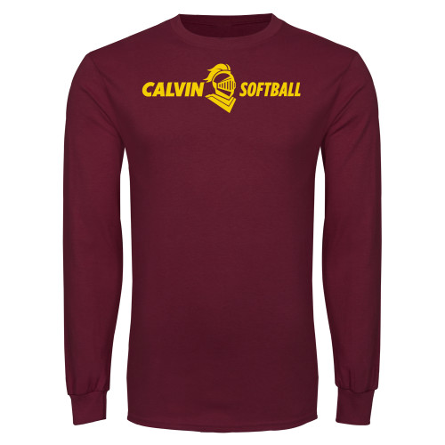  Maroon Long Sleeve T Shirt - Softball Horizontal