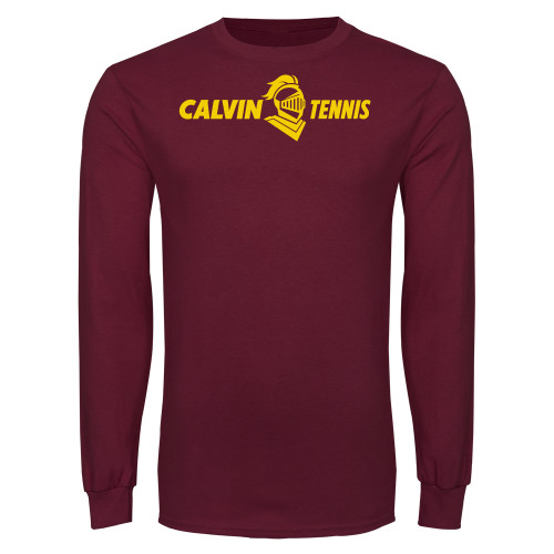  Maroon Long Sleeve T Shirt - Tennis Horizontal