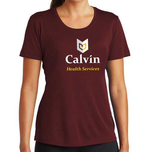  Womens Maroon Performance Short Sleeve Tee - Health Services