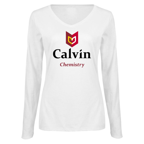  Womens White Long Sleeve V Neck Tee  - Chemistry