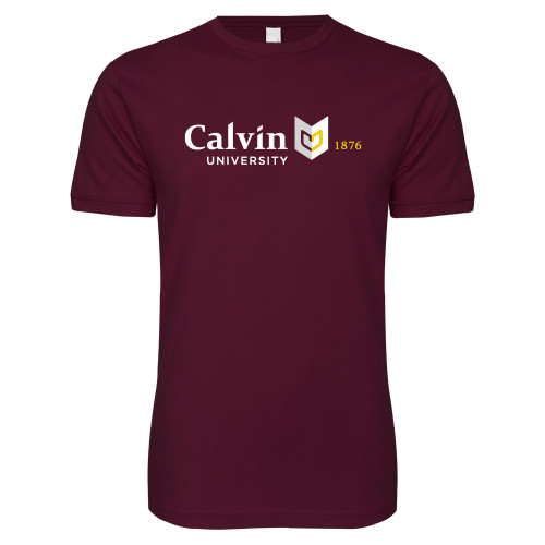  Next Level Maroon SoftStyle T Shirt - University Logo 1876 Horizontal