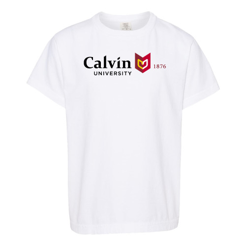  Comfort Colors Youth White T Shirt - University Logo 1876 Horizontal