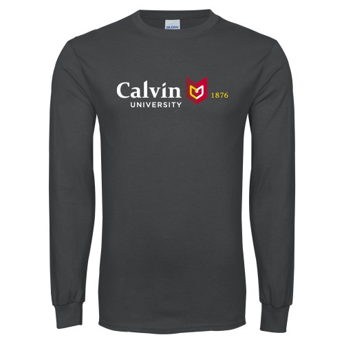  Charcoal Long Sleeve T Shirt - University Logo 1876 Horizontal