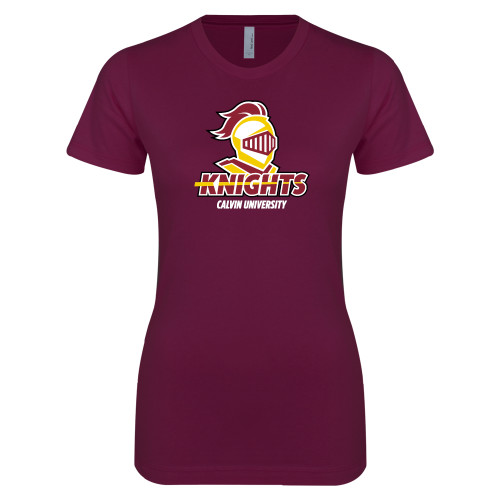  Next Level Womens Maroon Boyfriend Tee - Knights with University