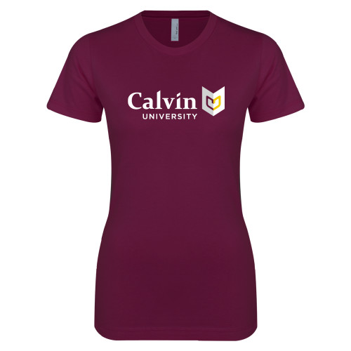  Next Level Womens Maroon Boyfriend Tee - University Logo Horizontal