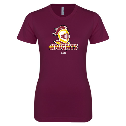  Next Level Womens Maroon Boyfriend Tee - Golf Stacked