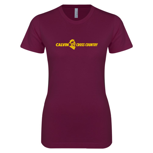  Next Level Womens Maroon Boyfriend Tee - Cross Country Horizontal