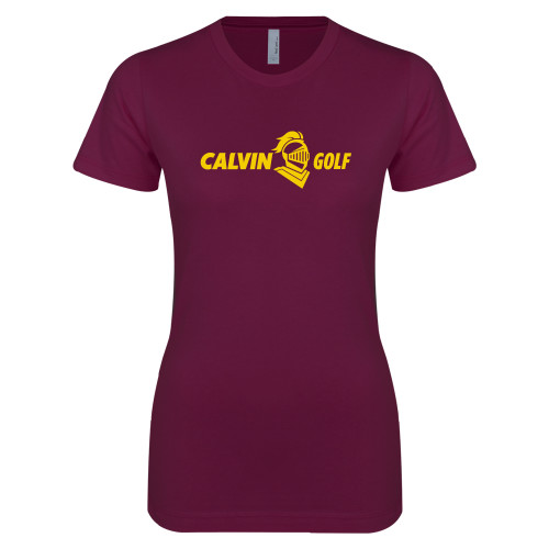  Next Level Womens Maroon Boyfriend Tee - Golf Horizontal