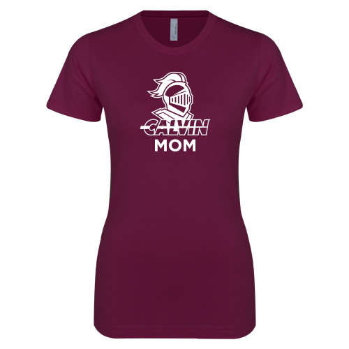  Next Level Womens Maroon Boyfriend Tee - Mom Knight Calvin