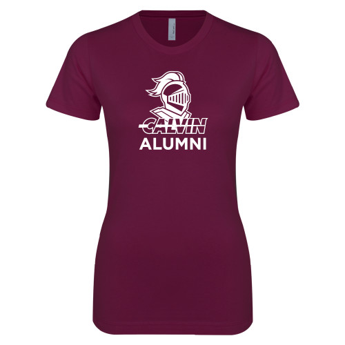  Next Level Womens Maroon Boyfriend Tee - Alumni Knight Calvin