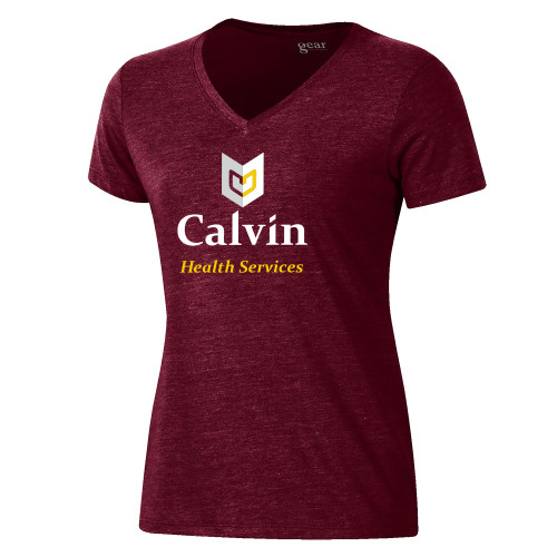  Gear Womens Maroon Triblend VNeck Tee - Health Services