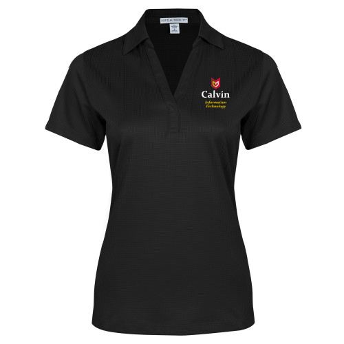  Womens Black Performance Fine Jacquard Polo - Information Technology
