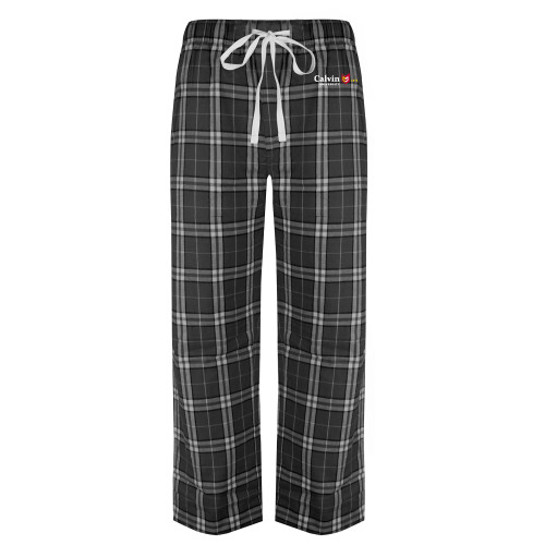  Black/Grey Flannel Pajama Pant - University Logo 1876 Horizontal