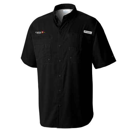  Columbia Black Tamiami Performance Short Sleeve Shirt - University Logo 1876 Horizontal
