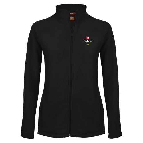  Womens Black Fleece Full Zip Jacket - University Logo 1876 Vertical