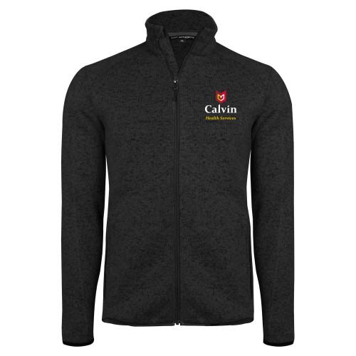  Black Heather  Sweater Fleece Jacket - Health Services