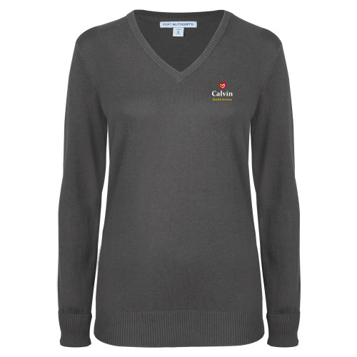  Womens Charcoal Heather VNeck Sweater  - Health Services