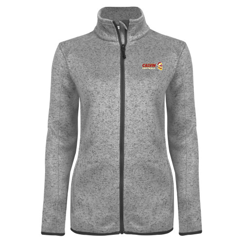  Womens Grey Heather Fleece Jacket - Calvins Softball Horizontal