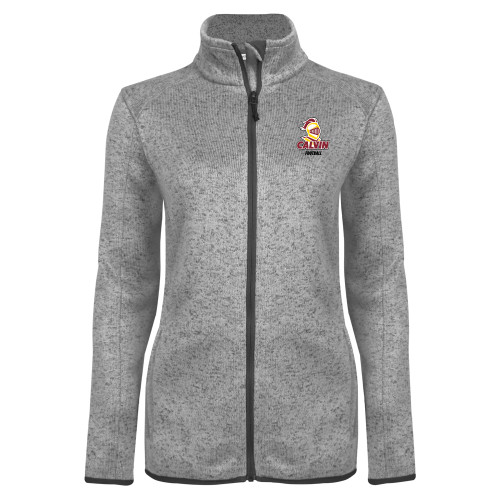 Womens Grey Heather Fleece Jacket - Calvins Football Stacked