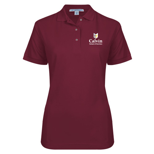  Womens Silk Touch Maroon Pique Polo - School of Business