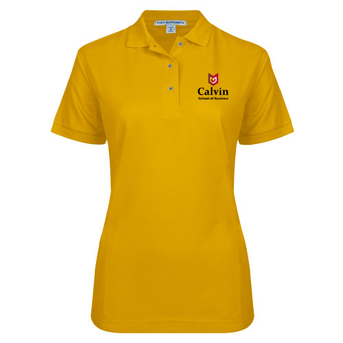  Womens Silk Touch Gold Pique Polo - School of Business