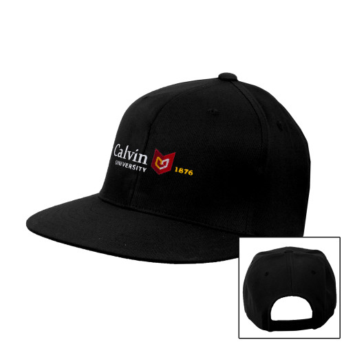  Black Flat Bill Snapback Hat - University Logo 1876 Horizontal