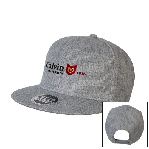  Heather Grey Wool Blend Flat Bill Snapback Hat - University Logo 1876 Horizontal