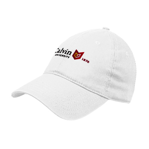  White Unstructured Adjustable Low Profile Hat - University Logo 1876 Horizontal