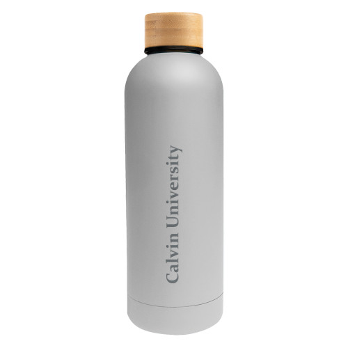  Blair White Stainless Steel Bottle w/ Bamboo Lid 17 oz - Calvin University Wordmark Engraved