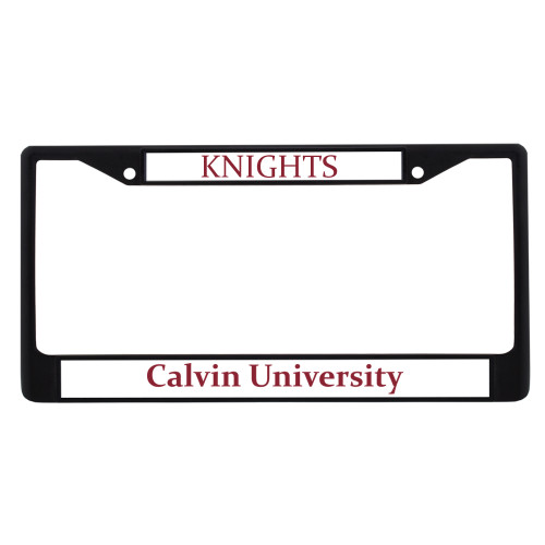  Metal License Plate Frame in Black - Calvin University Wordmark