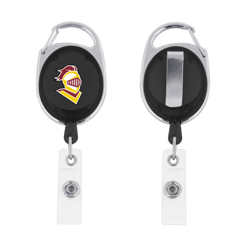  Black Oval Retractable Badge Holder w/Clip - Knight Head 150th Anniversary