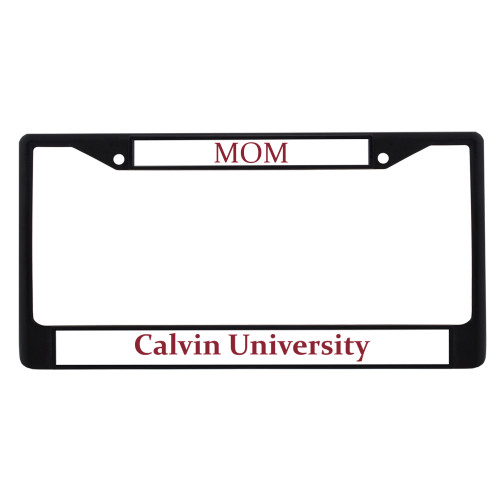  Mom Metal License Plate Frame in Black - Calvin University Wordmark