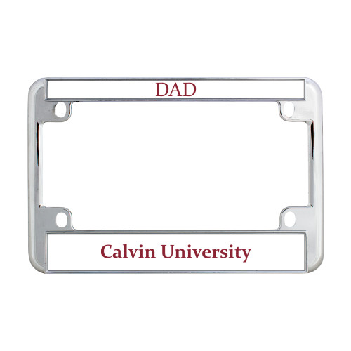  Metal Motorcycle License Plate Frame in Chrome - Calvin University Wordmark