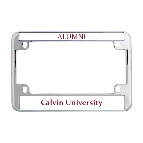  Metal Motorcycle License Plate Frame in Chrome - Calvin University Wordmark