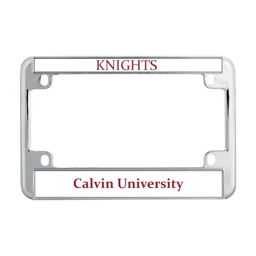  Metal Motorcycle License Plate Frame in Chrome - Calvin University Wordmark