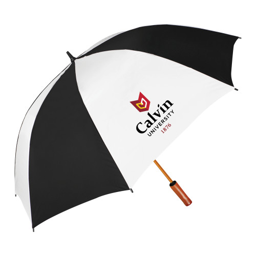  64 Inch Black/White Umbrella - University Logo 1876 Vertical