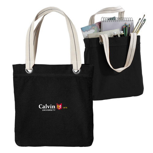  Allie Black Canvas Tote - University Logo 1876 Horizontal