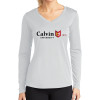 Thumbnail image for  Womens White Performance Long Sleeve V Neck Shirt