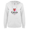 Thumbnail image for  ENZA Womens White V Notch Raw Edge Fleece Hoodie