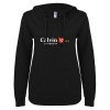 Thumbnail image for  ENZA Womens Black V Notch Raw Edge Fleece Hoodie
