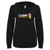 Thumbnail image for  ENZA Womens Black V Notch Raw Edge Fleece Hoodie