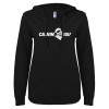 Thumbnail image for  ENZA Womens Black V Notch Raw Edge Fleece Hoodie
