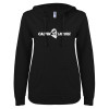 Thumbnail image for  ENZA Womens Black V Notch Raw Edge Fleece Hoodie