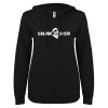 Thumbnail image for  ENZA Womens Black V Notch Raw Edge Fleece Hoodie