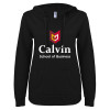 Thumbnail image for  ENZA Womens Black V Notch Raw Edge Fleece Hoodie