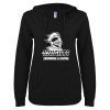 Thumbnail image for  ENZA Womens Black V Notch Raw Edge Fleece Hoodie