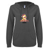Thumbnail image for  ENZA Womens Dark Heather V Notch Raw Edge Fleece Hoodie