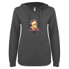 Thumbnail image for  ENZA Womens Dark Heather V Notch Raw Edge Fleece Hoodie