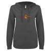Thumbnail image for  ENZA Womens Dark Heather V Notch Raw Edge Fleece Hoodie
