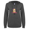 Thumbnail image for  ENZA Womens Dark Heather V Notch Raw Edge Fleece Hoodie